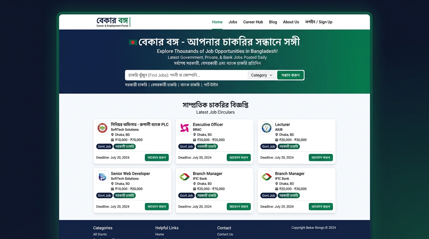 বেকার বঙ্গ - ক্যারিয়ার গাইডলাইন ও চাকরির সার্কুলার পোর্টাল